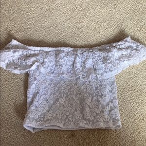 Crop Off The Shoulder White Rose